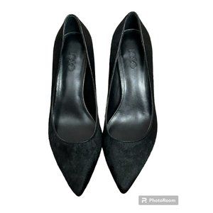 LOGO Joan Calf Hair Leather Pointed Toe Heels Black Size 6.5